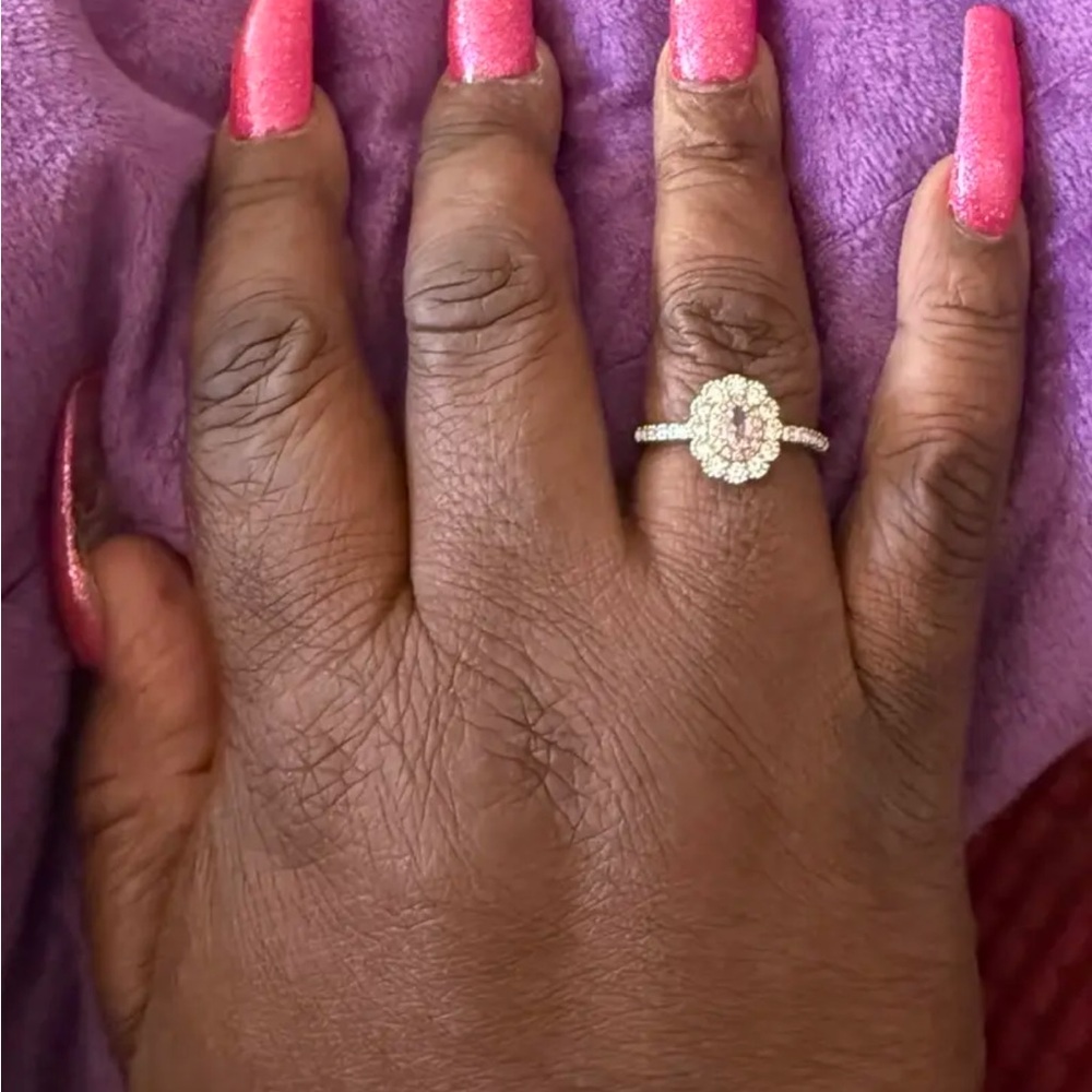 🆕 Beautiful Pink Moissanite Gemstone and Silver Engagement Band Ring - SIZE 7 - Picture 17 of 17